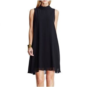Vince Camuto Dress Black Cocktail Chiffon Shift Mock-Neck Trapeze Dress Size 2